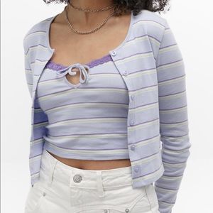 Urban outfitters striped cardigan set